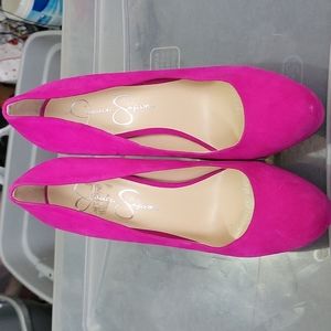 Hot Pink Jessica Simpson Heels with beautiful gold heels.